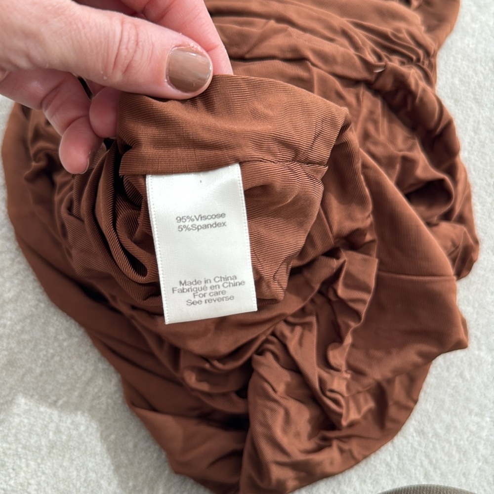 Ronny Kobo Brown Ruched Halter Dress, size S - Picture 6 of 6